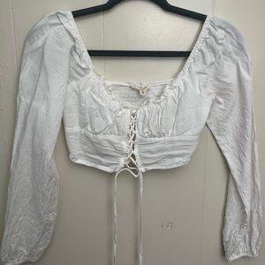 White LA hearts cropped blouse shirt